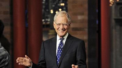 David Letterman during a taping of his final Late Show on Wednesday, May 20, 2015 at the Ed Sullivan Theater in New York. Letterman retired after 33 years in late night television, 6,028 broadcasts, nearly 20,000 total guest appearances, 16 Emmy Awards and more than 4,600 career Top Ten Lists. Jeffrey R. Staab / CBS via AP