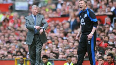 David Moyes, right, has lent plenty of solidity to Everton during a decade of management there. The Scotsman is a top contender to succeed Sir Alex Ferguson, left, as Manchester United manager.