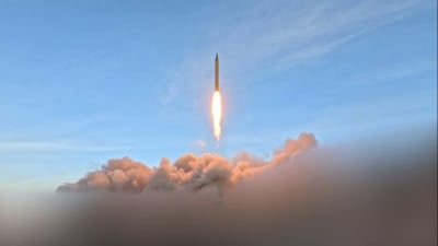 This video grab released by the Iranian Revolutionary Guard Corps on March 12, shows what it says was the 'launch of wave #41 of Iranian missiles'. AFP