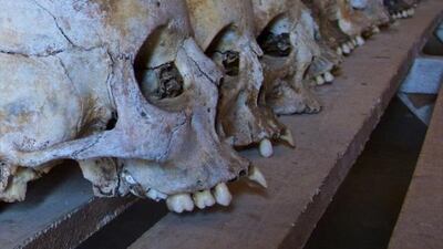 Skulls at the technical school in Murambi, where between 40,000 and 60,000 Tutsis were massacred over four days. Jad Davenport / National Geographic / Getty Images
