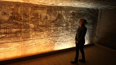 French First Lady Brigitte Macron visits the temple of Abu Simbel in southern Egypt. AFP