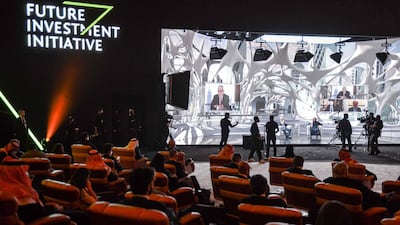 Delegates attend a debate during the fourth edition of the Future Investment Initiative conference. AFP
