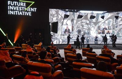 Delegates attend the a debate during the fourth edition of the Future Investment Initiative conference at Riyadh. AFP