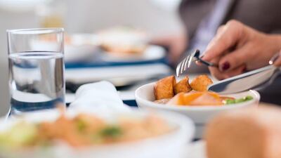 There's just enough time to eat during the flight to Muscat. Courtesy flydubai