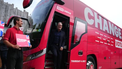 Labour Leader Keir Starmer arrives in Swerford, England. Getty