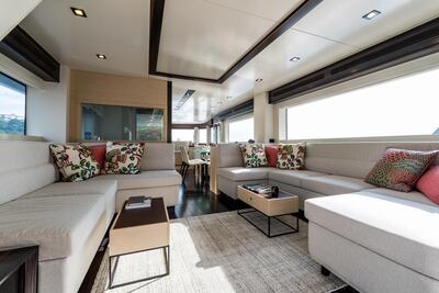 Sirena 64 boasts interiors by Tomasso Spadolini. Courtesy Dubai International Boat Show