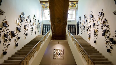 Installation view of 'Echoes', which features works by Seve Favre installed along the staircase of Qasr Khuzam. Photo: Xippas Gallery