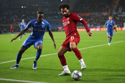 Liverpool's Mohamed Salah, right, plays against Genk in the Champions League. AP Photo