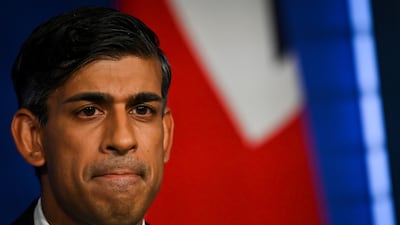 Britain's Prime Minister Rishi Sunak speaks on the net zero target, at the Downing Street Briefing Room, on September 20. AP