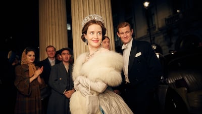 Claire Foy, centre, was paid less than Matt Smith, right, by Netflix for 'The Crown'.