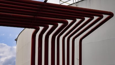 Tanks connected to the Colonial Pipeline system in Baltimore. West Texas Intermediate, which tracks US crude grades, closed 2.65 per cent higher at $63.58 a barrel on Friday. Bloomberg