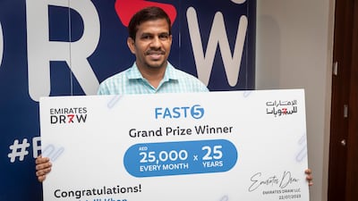 Mohd Adil Khan will collect Dh25,000 a month for the next 25 years after winning the FAST5 Emirates Draw. Antonie Robertson / The National