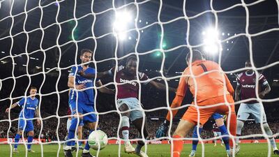 West Ham United's Michail Antonio scores their second goal. Reuters