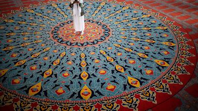 A worshipper at Nizamiye Mosque, during Eid celebrations in Johannesburg, South Africa. EPA