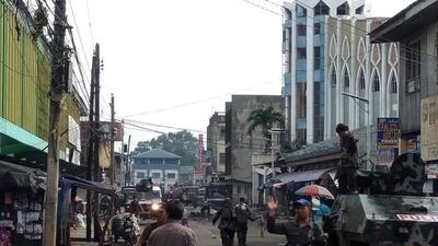 Soldiers standing guard at a Catholic Church where two bombs exploded in Jolo city, Sulu, Philippines. EPA