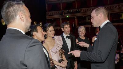 Prince William meets the team behind the film 'Free Solo' after the Baftas 2019. AP