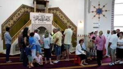 Australians gather near the mihrab during the Lakemba mosque's open house this month.
