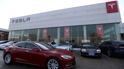 A Tesla dealership in Beijing. In 2022, Tesla also had recall almost 128,000 cars in China because of a defect in their rear motor inverters. Reuters