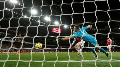 Manchester City's Raheem Sterling scores their second goal. Reuters