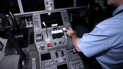 A Boeing 787 flight simulator.