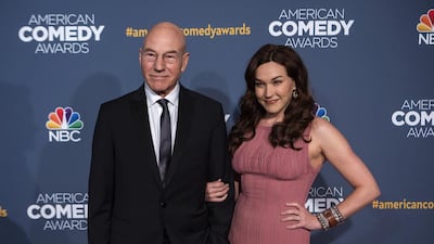 Actor Patrick Stewart and wife recording artist Sunny Ozell attend the American Comedy Awards. Eric Thayer / Reuters