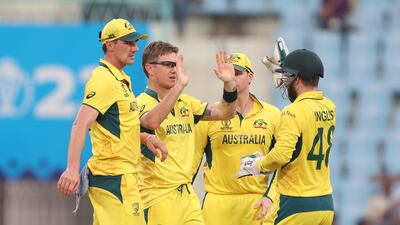 Adam Zampa of Australia celebrates the wicket of Sadeera Samarawickrama. Getty