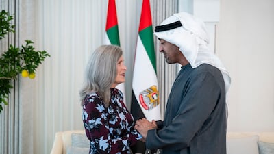 President Sheikh Mohamed and Joni Ernst addressed regional security and stability during their meeting. Photo: UAE Presidential Court