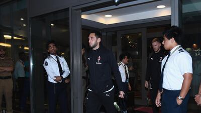 Hakan Calhanoglu of AC Milan arrives. Getty Images