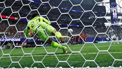 Egypt goalkeeper Mostafa Shoubir saves a penalty from Lionel Messi of Argentina. EPA