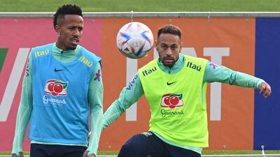 Brazil defender Eder Militao with Neymar. AFP