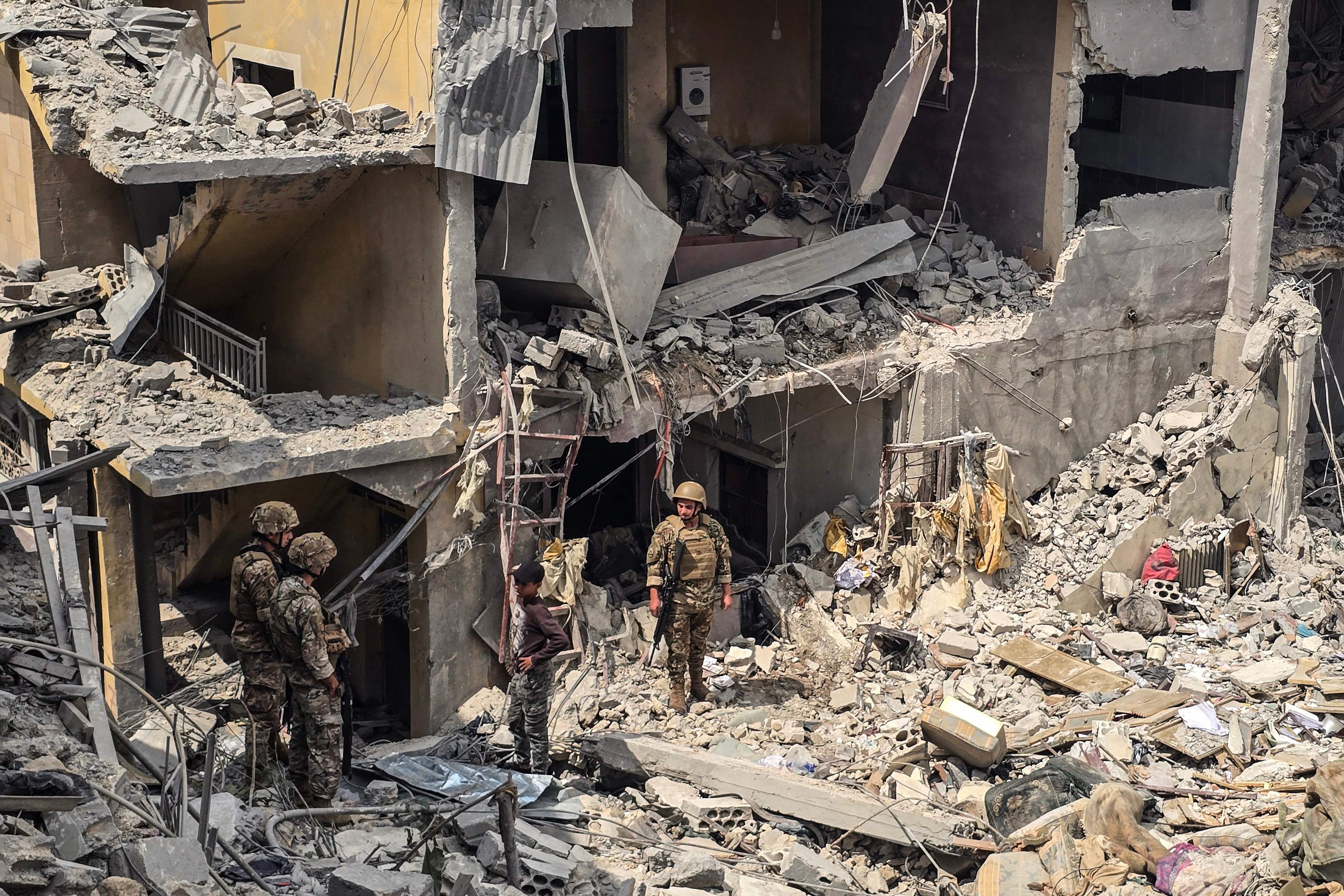 Lebanese soldiers in Burj Al Shamali. AFP