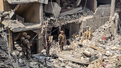 Lebanese soldiers in Burj Al Shamali. AFP