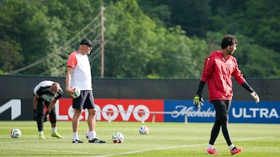 Iraq's goalkeepers participate in training. Joshua Longmore / The National