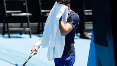 Novak Djokovic of Serbia is seen during a practice session ahead of the 2022 Australian Open at Melbourne Park. Getty Images