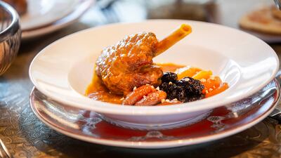 A lamb shank with dried fruit dish is an example of modern Moroccan fine dining,