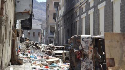 Al Katah area in Aden. More than 6,500 people had registered saying their residential or commercial property has been destroyed.
