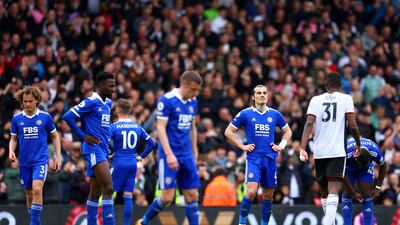 Dejected Leicester City players after Fulham's fifth goal. Getty