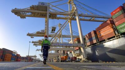 Jebel Ali port in Dubai - DP World and Saudi Arabia's Mawani have joined hands to launch a new dedicated shipping line. AFP