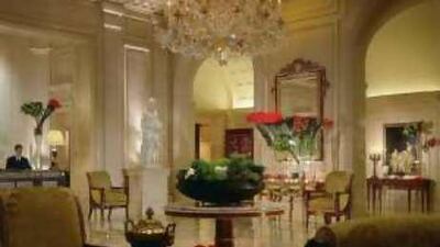 The hotel's lavishly decorated lobby.