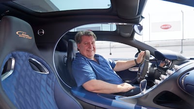 Damien Reid behind the Bugatti wheel at Dubai Autodrome
