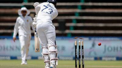 India batsman Mohammed Siraj is bowled by South Africa's Lungi Ngidi. AFP