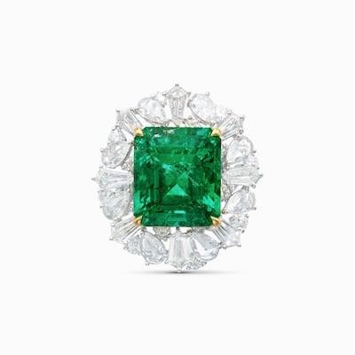 An emerald and diamond ring has an estimate of between $300,000 and $600,000. Photo: Sotheby's