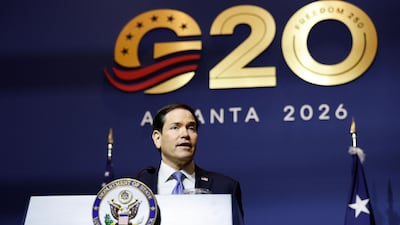 US Secretary of State Marco Rubio speaks at a news conference during the G20 foreign ministers' meeting in Atlanta, Georgia, on October 31, 2026. AFP