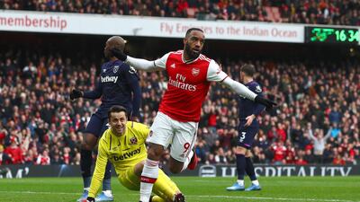 Arsenal 1 West Ham 0: Alexandre Lacazette's goal 12 minutes from time saw Arsenal defeat their London rivals. It was the France forward's third goal in four games and victory lifted the Gunners up to ninth in the table. PA