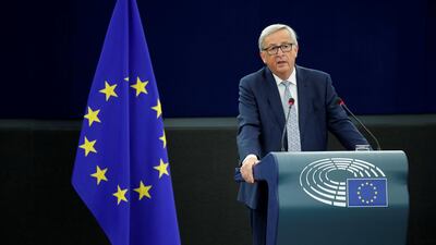 European Commission president Jean-Claude Juncker addresses the European Parliament during a debate on the State of the European Union in Strasbourg, France. Reuters