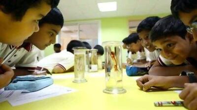 Students at a class at the Indian High School in Dubai.