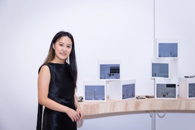 Yuehan Dai with her installation isHuman(input). Photo: NYUAD