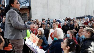 Mosque shooting survivor Abdul Aziz thanks supporters outside the Christchurch High Court after the sentencing hearing for Australian Brenton Harrison Tarrant, in Christchurch, New Zealand. AP Photo