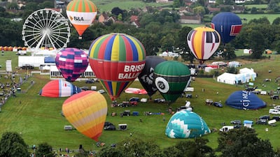 Balloons lift off during the mass ascent. Getty Images