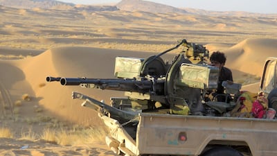 Yemeni pro-government forces fight Houthi rebels on the south frontline of Marib on Wednesday. AFP